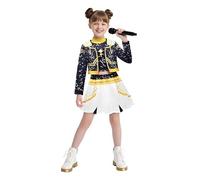 Runstarshow Kpop Hunters Costume Kids Girls Halloween Demon Costumes Teen Girl Stage Outfit 3PCS Pop Singer Coat,Shorts & T-Shirt Christmas Carnival Dress Up Age 2-14 Years