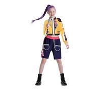 Runstarshow Kpop Hunters Costume Kids Girls Halloween Demon Costumes Teen Girl Stage Outfit 3PCS Pop Singer Coat,Shorts & T-Shirt Christmas Carnival Dress Up Age 2-14 Years