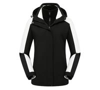 Runstarshow Ladies 3 in 1 Waterproof Jackets Fleece Lined Soft Shell Windproof Outdoor Coat with Detachable Hood + Fleece Jacket Warm Casual Outerwear with Pockets Plus Size S-3XL