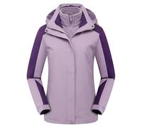 Runstarshow Ladies 3 in 1 Waterproof Jackets Fleece Lined Soft Shell Windproof Outdoor Coat with Detachable Hood + Fleece Jacket Warm Casual Outerwear with Pockets Plus Size S-3XL