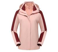 Runstarshow Ladies 3 in 1 Waterproof Jackets Fleece Lined Soft Shell Windproof Outdoor Coat with Detachable Hood + Fleece Jacket Warm Casual Outerwear with Pockets Plus Size S-3XL