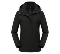 Runstarshow Ladies 3 in 1 Waterproof Jackets Fleece Lined Soft Shell Windproof Outdoor Coat with Detachable Hood + Fleece Jacket Warm Casual Outerwear with Pockets Plus Size S-3XL