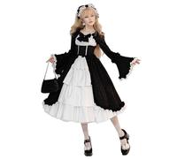 Runstarshow Lolita Dress For Women Medieval Costume Women Halloween Renaissance Dresses With Bow Sweet Gothic Fancy Dress Vintage Ball Gown UK Sizes 8-24 (S-5XL)