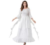 Runstarshow Medieval Costume Women Renaissance Dress Halloween Outfits Fairy Peasant Off Shoulder Dress Gothic Victorian Style Clothing Plus Size S-XXL
