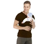 Runstarshow Mens Baby Carrier Tshirt Short Sleeve Crew Neck Kangaroo Pocket Dad Shirt with Baby Pouch Casual Summer Cozy Soft Tops
