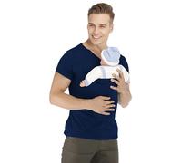 Runstarshow Mens Baby Carrier Tshirt Short Sleeve Crew Neck Kangaroo Pocket Dad Shirt with Baby Pouch Casual Summer Cozy Soft Tops