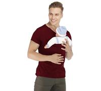 Runstarshow Mens Baby Carrier Tshirt Short Sleeve Crew Neck Kangaroo Pocket Dad Shirt with Baby Pouch Casual Summer Cozy Soft Tops