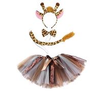Runstarshow Reindeer Costume Kids Girls Tulle Tutu Skirt Antler Headband Set Toddler Christmas Animal Costume Accessories 2 Pcs/4Pcs Giraffe Birthday Party Outfit Age 0-10