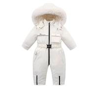 Runstarshow Toddler Snowsuit Hooded Romper Boys Girls All in One Winter Coat Jumpsuit Kids Ski Suit Fleece Lined Warm Outerwear with Faux Fur Collar One Piece Suit for 1-5 Years