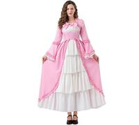 Runstarshow Victorian Dress Women Medieval Costume Adult Gothic Lolita Dresses with Bow Accents Halloween Ball Gown Historical Clothing UK Sizes 8-18 (S-XXL)