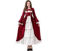 Runstarshow Victorian Dress Women Medieval Costume Adult Gothic Lolita Dresses with Bow Accents Halloween Ball Gown Historical Clothing UK Sizes 8-18 (S-XXL)