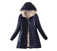 Runstarshow Winter Jackets for Women UK Women's Coats Ladies Hooded Fleece Jackets Full Zip Lightweight Padded Jacket with Pockets Womens Warm Clothes Autumn Coat Women Solid Color Plus Size S-3XL