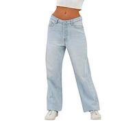 Runstarshow Womens Baggy Jeans Straight Wide Leg Y2K Trousers High Waisted Loose Fit Demin Pants for Teenage Girls Adults XS-L/UK 6-14