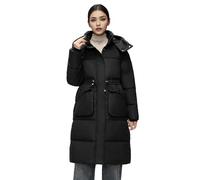 Runstarshow Women's Coats Long Quilted Jackets for Women UK Ladies Winter Padded Coat Hooded Parkas Drawstring Waist Windproof Warm Outerwear with Pockets Plus Size M-XXL/UK 8-16