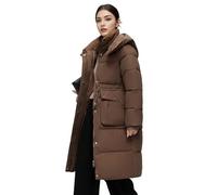 Runstarshow Women's Coats Long Quilted Jackets for Women UK Ladies Winter Padded Coat Hooded Parkas Drawstring Waist Windproof Warm Outerwear with Pockets Plus Size M-XXL/UK 8-16