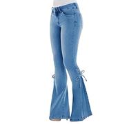 Runstarshow Women's Dark Blue High Waist Flare Jeans Size 10-12