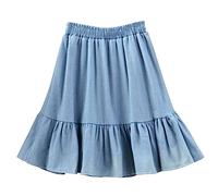 Runstarshow Women's Summer Skirts - Elasticated Waist Mini & Skater Skirts in Cotton Denim - One Size Fits All for Teen Girls & Adults