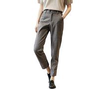 Runstarshow Womens Wool High Waist Straight Leg Pants Button Elegant Loose Cropped Trouser with Pockets