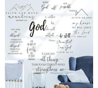 Runtoo Bible Verse Wall Art Decals Inspirational Quotes Christian Religious Scripture Wall Stickers Bedroom Living Room Family Lettering Wall Decor