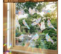 Runtoo Bird Strike Prevention Decals for Windows Anti Collision Window Stickers for Kids Birds Non Adhesive Reusable Vinyl Rainbow Glass Door Window Clings