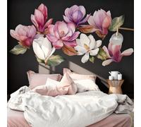 Runtoo Boho Large Magnolia Flower Wall Decals Peel and Stick Jumbo Fabric Floral Backdrop Wall Stickers for Girls Bedroom Living Room Office Home Decor