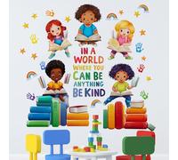 Runtoo Colorful Kids Equality Wall Decals Inspirational Quotes Book Wall Stickers Positive Saying Lettering Wall Decor for Nursery Reading Room Classroom Playroom Daycare Bedroom