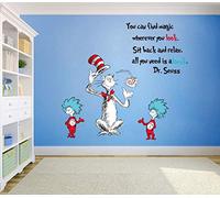 Runtoo Dr Seuss Quotes Saying Wall Decals Kids Educational Wall Stickers Children Reading Room Baby Nursery Wall Décor