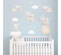 Runtoo Elephant Wall Decal Kids Animals Art Wall Stickers Baby Nursery Bedroom Space Wall Décor