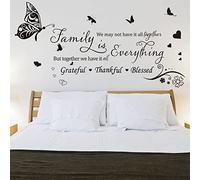 Runtoo Family is Everything Wall Decals Quotes Butterfly Inspirational Lettering Wall Stickers Home Bedroom Living Room Kitchen Wall Decor