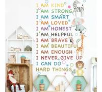 Runtoo Inspirational Quotes Wall Decals Safari Animals Positive Saying Wall Stickers for Classroom Kids Bedroom Baby Nursery Wall Decor