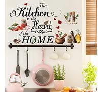 Runtoo Kitchen is The Heart of The Home Wall Sticker Food Lettering Quotes Saying Wall Decals Kitchen Dining Room Restaurant Wall Decor