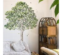 Runtoo Large Birch Tree Wall Decals Green Plants Forest Wall Art Stickers for Living Room Bedroom Kids Nursery Decor