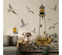 Runtoo Lighthouse Wall Decal Nautical Seagull Wall Stickers for Living Room Kids Bedroom Baby Nursery Decor