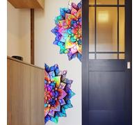 Runtoo Mandala Wall Decal Metallic Effect Peel and Stick 3D Lotus Floral Wall Stickers for Living Room Bedroom Yoga Headboard Decor