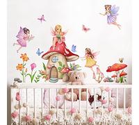 Runtoo Mushroom Butterfly Wall Stickers for Girls Room Kids Room Home Decor