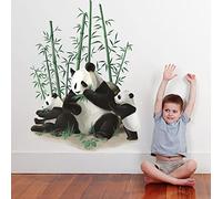 Runtoo Panda Animals Bamboo Wall Stickers for Girls Room Kids Room Home Decor