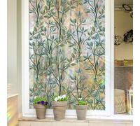 Runtoo Rainbow Plant Leaves Window Decals - 3D Decorative Vinyl Stained Glass - Non-Adhesive Static Cling, 15.75 x 79 inches