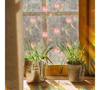 Runtoo Rainbow Poppy Flower Window Clings 3D Decorative Floral Window Decals Static Cling Stickers Non-Adhesive, 15.75 x 40 inches