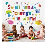 Runtoo Small Hands Change The World Wall Decals Inspirational Color Quotes Handprints Wall Stickers Kids Room Classroom Baby Nursery Daycare Wall Decor