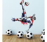 Runtoo Soccer Player Wall Art Decal Sports Wall Stickers Teens Boys Kids Bedroom Gym Decor