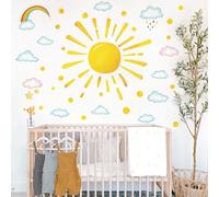 Runtoo Sun Wall Decals Peel and Stick Boho Rainbow Cloud Wall Stickers for Kids Girls Bedroom Nursery Classroom Decor
