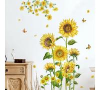 Runtoo Wall Stickers Flowers Sunflower Large Floral Butterfly Deco Stickers Living Room Bedroom Children Baby Decoration