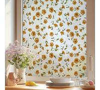 Runtoo Window Privacy Film Frosted Wildflowers Window Clings 3D Bathroom Decorative Vinyl Stained Glass Daisy Floral Decals Static Sticker Non-Adhesive Door Cover, 17 x 40 inches