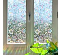 Runtoo Window Privacy Film Rainbow Bubbles Window Clings Boho 3D Decorative Vinyl Stained Glass Colorful Polka Dot Decals Static Sticker Non-Adhesive, 15.75 x 40 inches