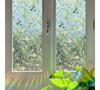 Runtoo Window Privacy Film Rainbow Palm Leaves Window Clings 3D Decorative Boho Vinyl Stained Glass Tropical Plant Leaf Decals Static Sticker Non-Adhesive, 15.75 x 40 inches