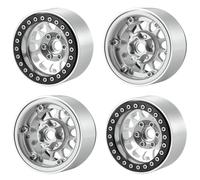 Runup 4pcs 1.9 Beadlock Wheel Deep Dish Negative Offset 10.4mm Wheel Rim for 1/10 RC Crawler Car Axial SCX10 90046 AXI03007 TRX4 VS4-10 Gen8 MST CFX (Silver&Black)