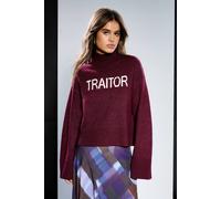 RUNWAY 1.8.1.8 Women's Traitor Slogan High Neck Jumper in Burgundy | Size: Small RUNWAY 1.8.1.8 Burgundy S