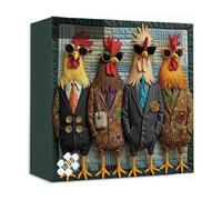Runway Roosters Jigsaw Puzzle 1000 Pieces for Adults, Fashionable Rooster Art Puzzle, Challenging Difficult Animal Puzzles, Unique Gift for Puzzles Enthusiasts & Art Lovers (1PC)
