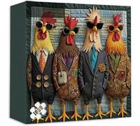 Runway Roosters Jigsaw Puzzle 1000 Pieces for Adults, Fashionable Rooster Art Puzzle, Challenging Difficult Animal Puzzles, Unique Gift for Puzzles Enthusiasts & Art Lovers (#1PC)