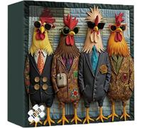 Runway Roosters Jigsaw Puzzle 1000 Pieces for Adults, Fashionable Rooster Art Puzzle, Difficult Farm Rooster Puzzle, Funny Animal Puzzles Decor, Gift for Puzzles Enthusiasts and Art Lovers (1PC)